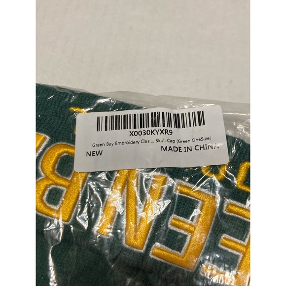 Green Bay‎ Football Skull Cap Beanie Embroidery Green Yellow - Picture 3 of 4